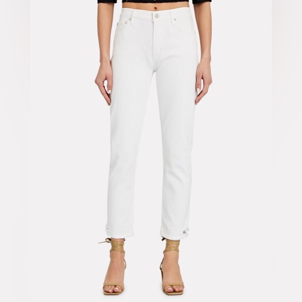 AGOLDE Women’s Toni Straight Leg Distressed Jeans in White Size 28